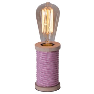 Niedliche Näve Tischleuchte Max in Pink-Weiß, 12 cm, im Design einer Garnrolle. Ideal für das Kinderzimmer.