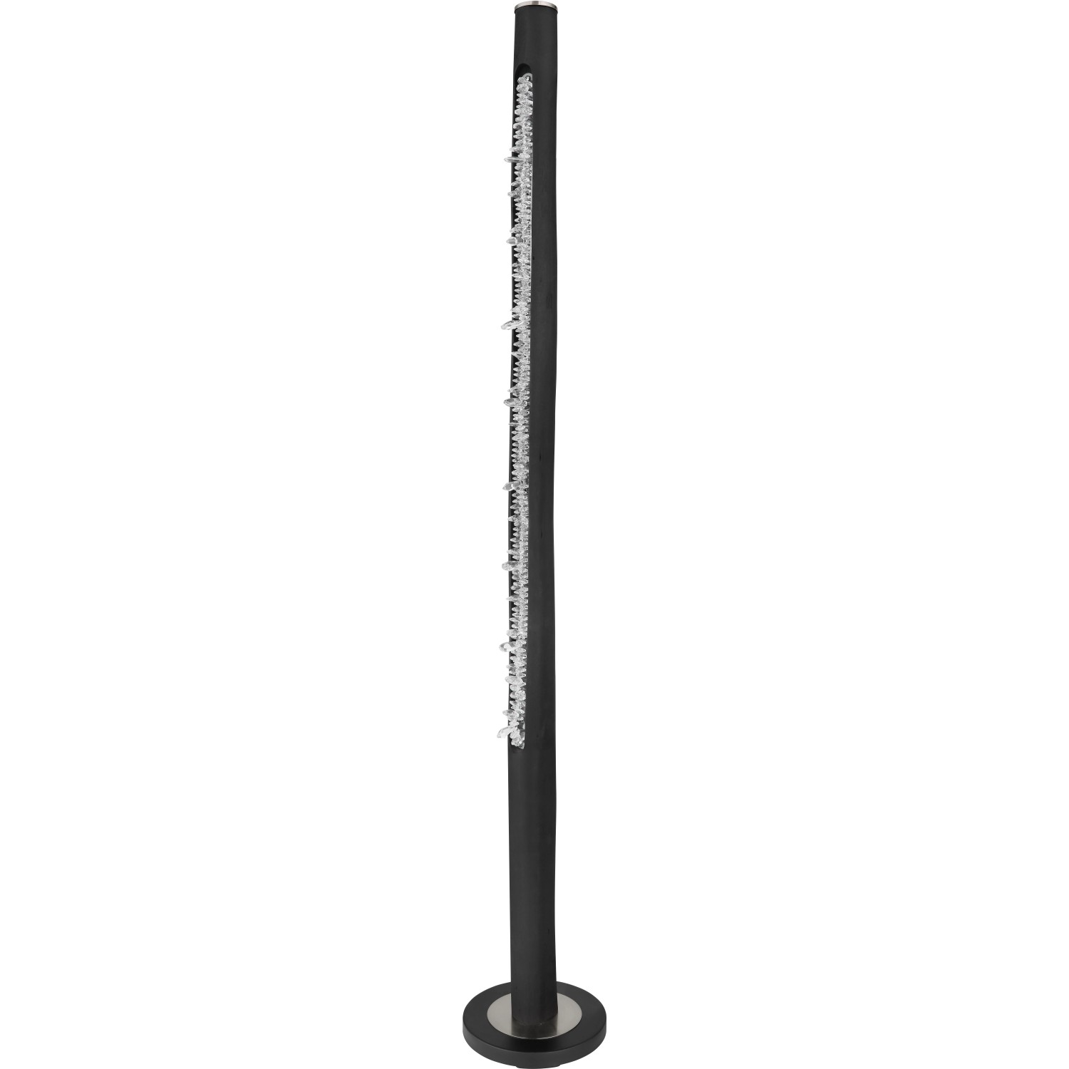 Schwarze Globo LED-Stehlampe Felicitas mit Acrylkristallen, 151 cm hoch. Moderne Design-Stehleuchte für Innenräume.