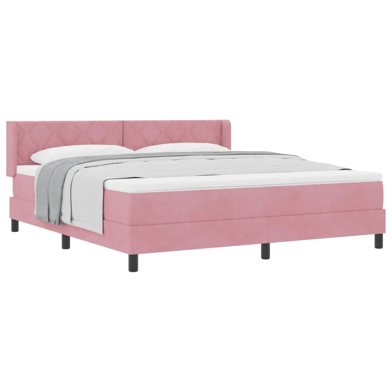 vidaXL Boxspringbett mit Matratze Rosa 200 x 180 cm Polyester 3341539