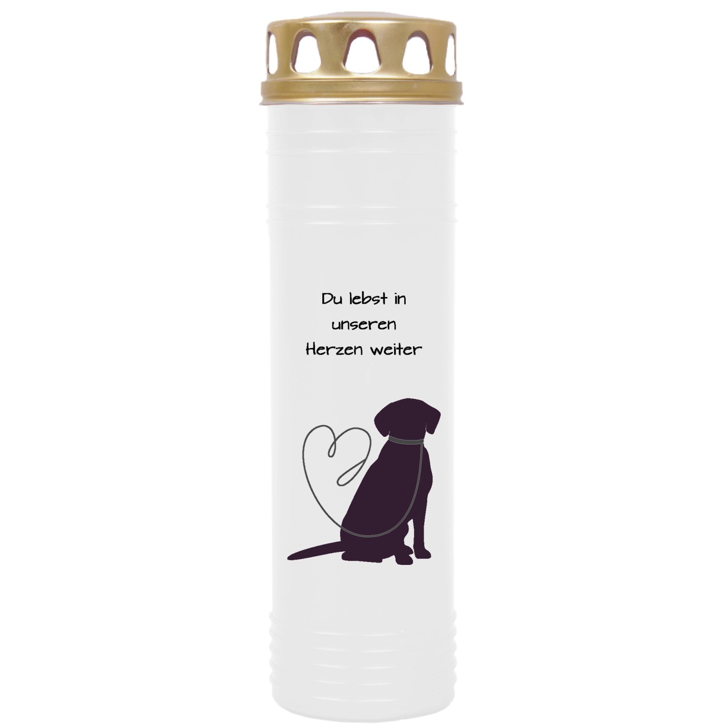 HS Candle Grabkerze Weiß 170h Deckel Gold Labrador 1 günstig online kaufen