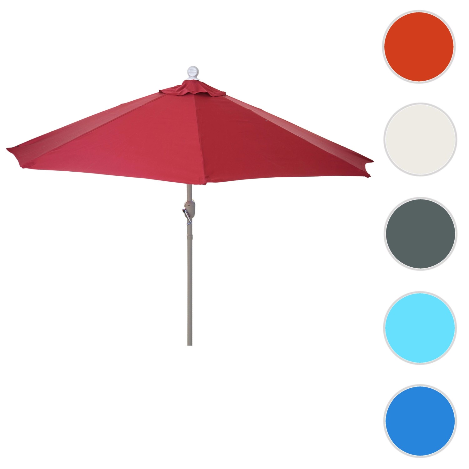 MCW Sonnenschirm Lorca Halbrund 2,7m UV 50+ 270cm Bordeaux ohne Ständer