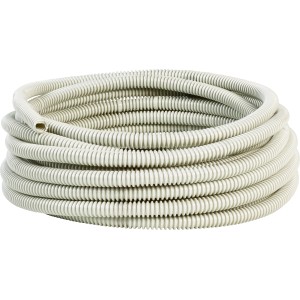 Hellgraues Isolierrohr EN 20, 10 m lang, flexibel für Aufputzmontage.