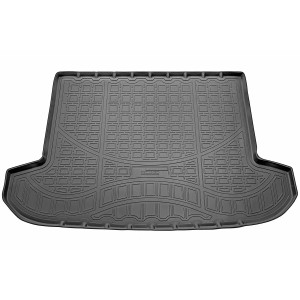 Schwarze Gummi Kofferraumwanne für Hyundai Tucson III ab 2015 mit hohem Rand.