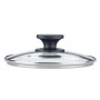 Fackelmann Pfannendeckel aus Glas, 20 cm, mit Edelstahlrand und schwarzem Griff.