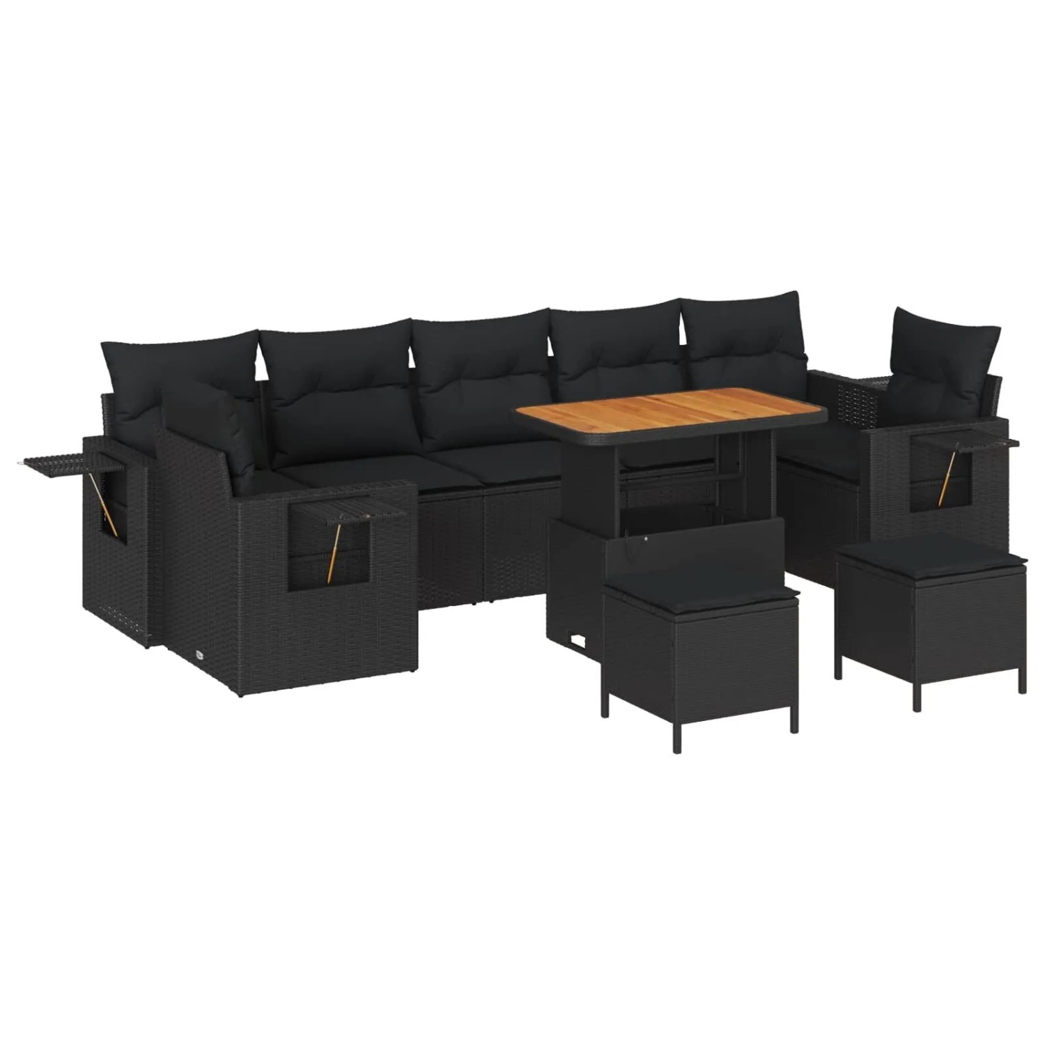 vidaXL Gartensofa-set mit Kissen Schwarz Poly-Rattan 3363679 günstig online kaufen
