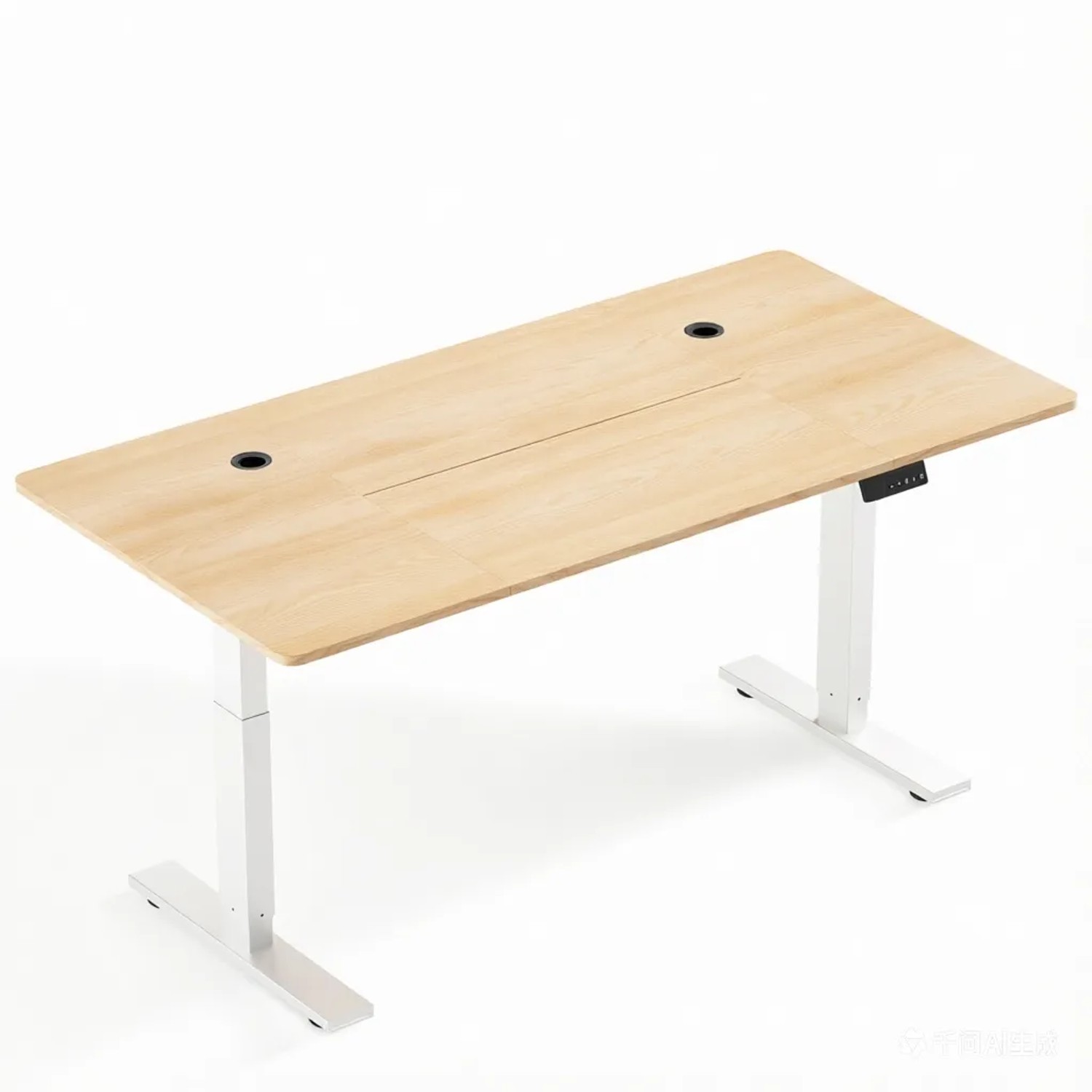 HOMAVO Elektrisch Höhenverstellbarer Schreibtisch 110x60cm mit Memory Funktion Anti Kollisions System Sitzerinnerung Naturholzfarbe