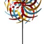 Lex XXL Metall Doppel Windrad Windspiel Gartendeko Balkon Terrasse 210x61cm Bunt