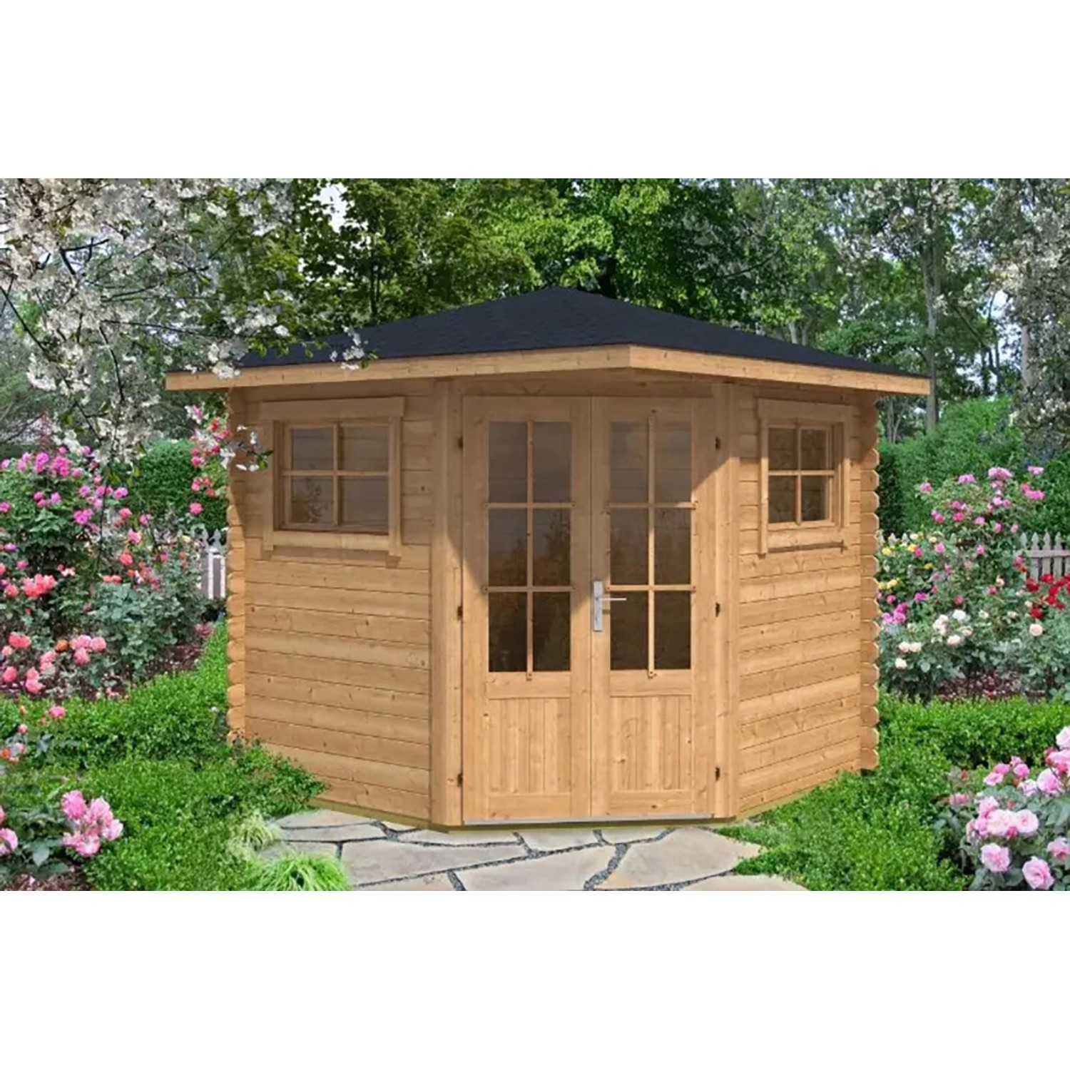 Alpholz 5-Eck Holz-Gartenhaus Sunny-B Spitzdach Unbehandelt 230 Cm X ...