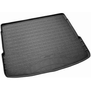 Schwarze Gummi Kofferraumwanne für Audi Q5 II (ab 2017) mit hohem Rand und Antirutschmuster.