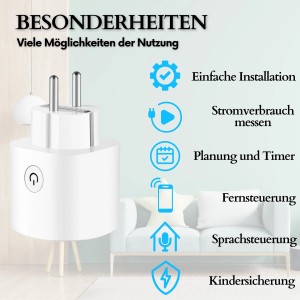 Echos Eco-4073 WLAN-Steckdose 3er Set mit Energiemonitor und Kindersicherung.