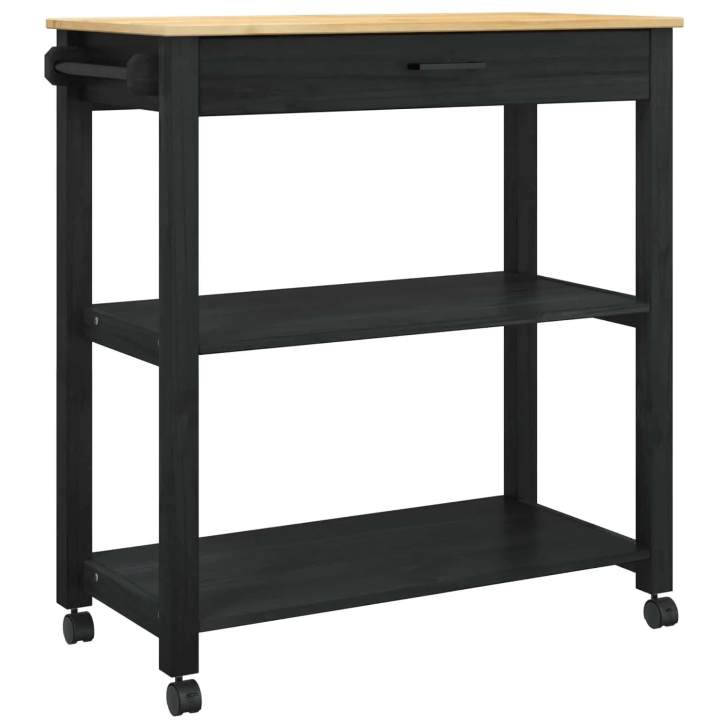 vidaXL Küchentrolley MONZA Schwarz 84 x 40 x 88,5 cm Massivholz Kiefer 42027039