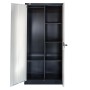 Jet-Line Stahlschrank Omsk, anthrazit-weiß, mit offener Tür, Garderobe und Regalböden.