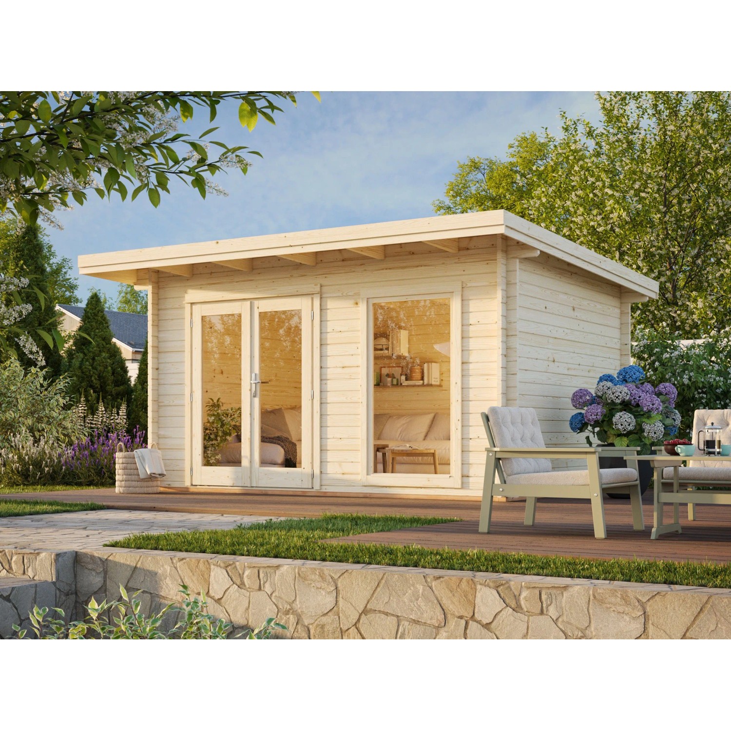 Palmako Gartenhaus Heidi 410 x 300 cm Lackiert Grau-Anthrazit FSC® günstig online kaufen