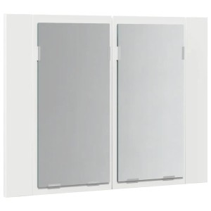Weißer LED-Bad-Spiegelschrank mit zwei Spiegeltüren. Moderner Spiegelschrank für Badezimmer.