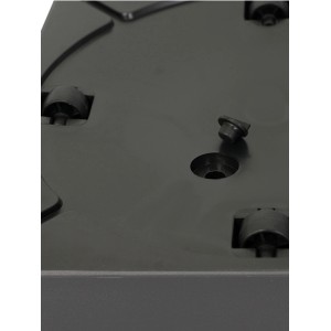 Detailaufnahme des anthrazitfarbenen Pflanzwerk® Square Pflanzkübels mit Rollen.