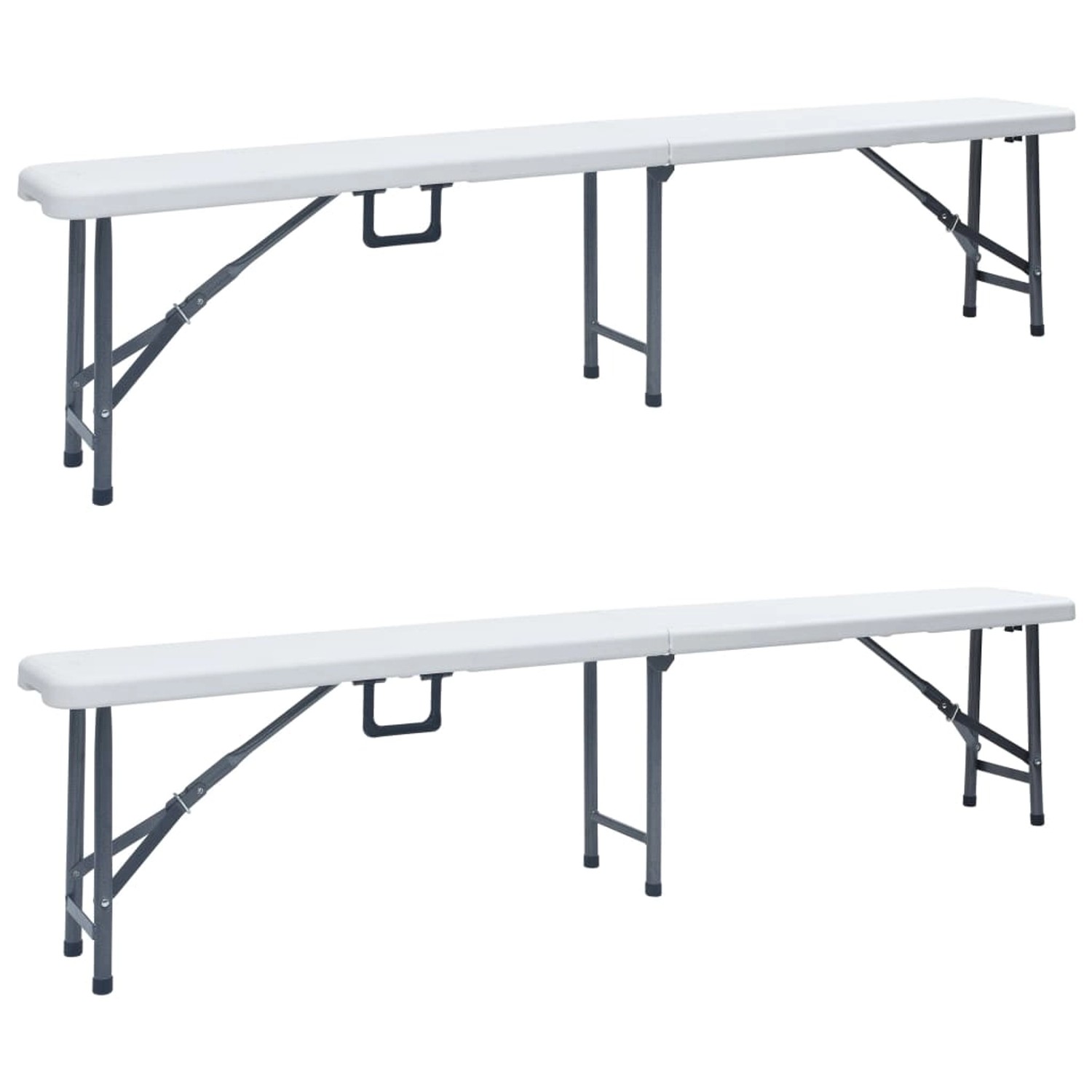 vidaXL Klappbare Gartenbänke 2 Stk. 180 cm HDPE Weiß 48830