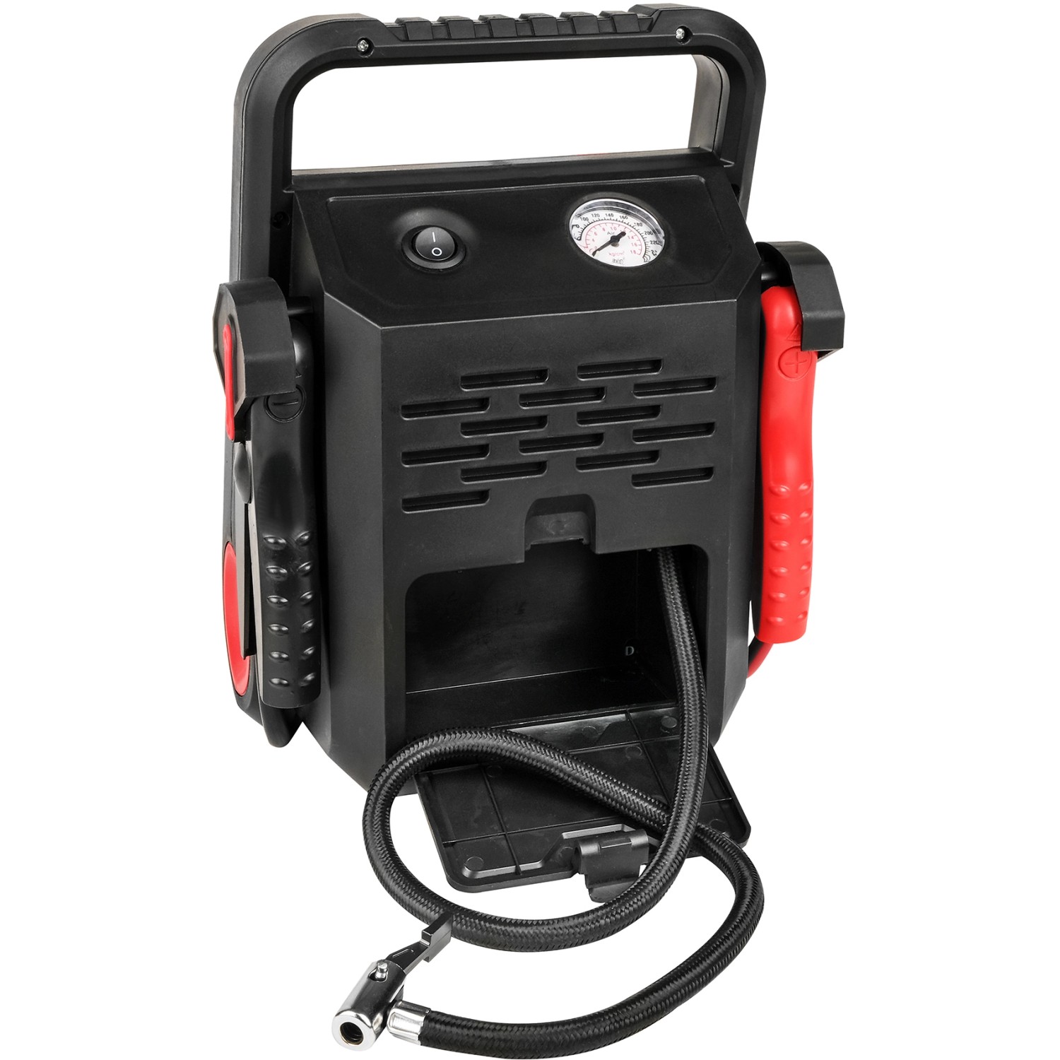 APA Starthilfe Powerpack 300 A mit Kompressor, 12V Steckdose und USB-Anschluss.