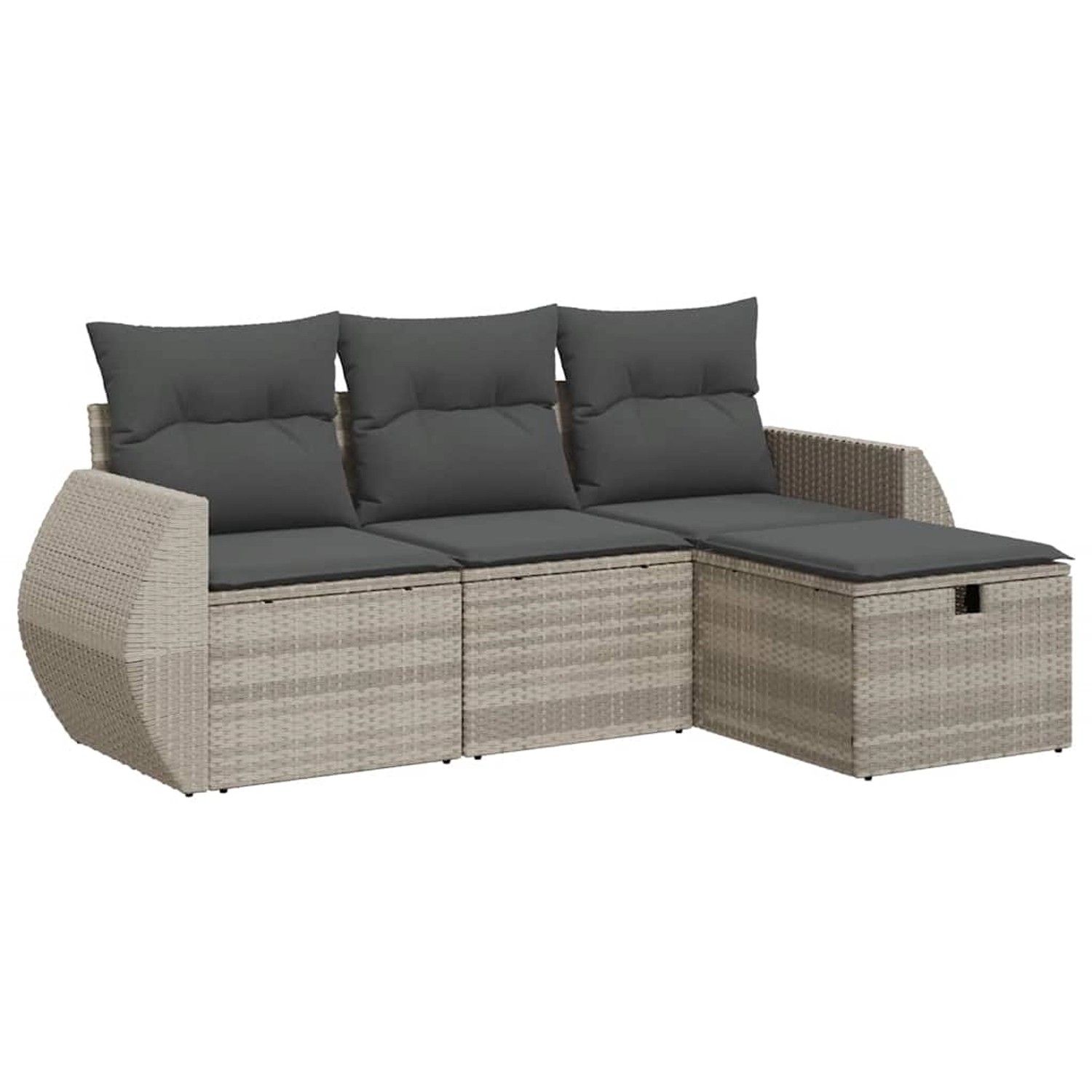 vidaXL 4-Tlg Garten-Sofagarnitur mit Kissen Hellgrau Poly Rattan 3325558 günstig online kaufen