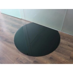 ECOfoxx Funkenschutzplatte Glasbodenplatte Kreisabschnitt 120x105cm Schwarz