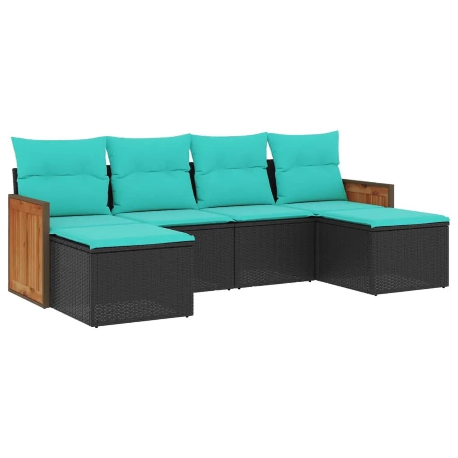 vidaXL 6-Tlg Gartensofa-Set mit Kissen Schwarz Polyrattan 3227898 günstig online kaufen