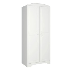 Weißer ebuy24 Nilon Kleiderschrank mit 2 Türen und Paneeldetails. Schrank für Schlafzimmer oder Kinderzimmer.