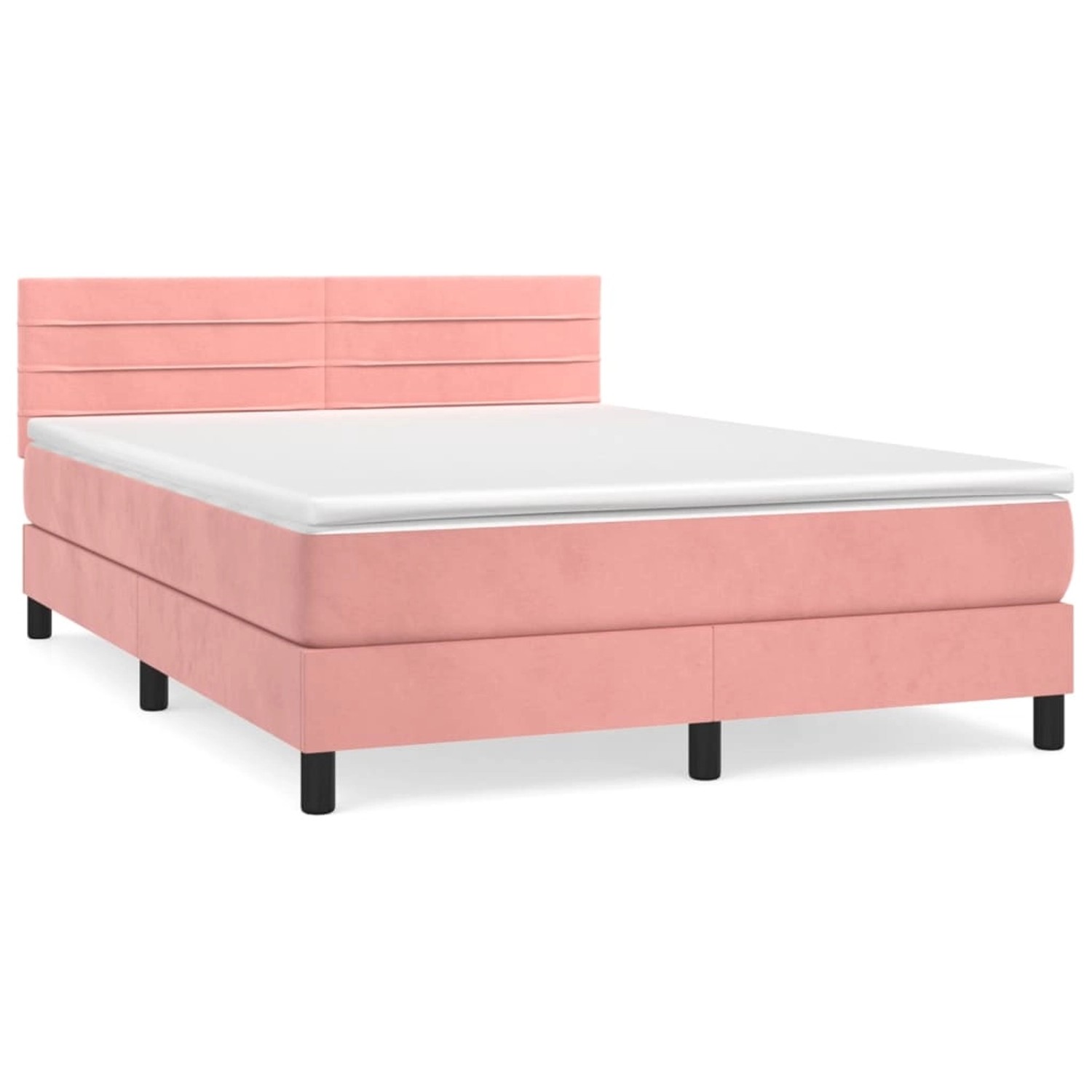 vidaXL Boxspringbett mit Matratze Rosa 140x200 cm Samt1389976 günstig online kaufen