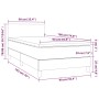 vidaXL Boxspringbett schwarz, 90x190 cm, Stoff. Bett mit Matratze, Topper und Kopfteil. Schemazeichnung mit Maßen.