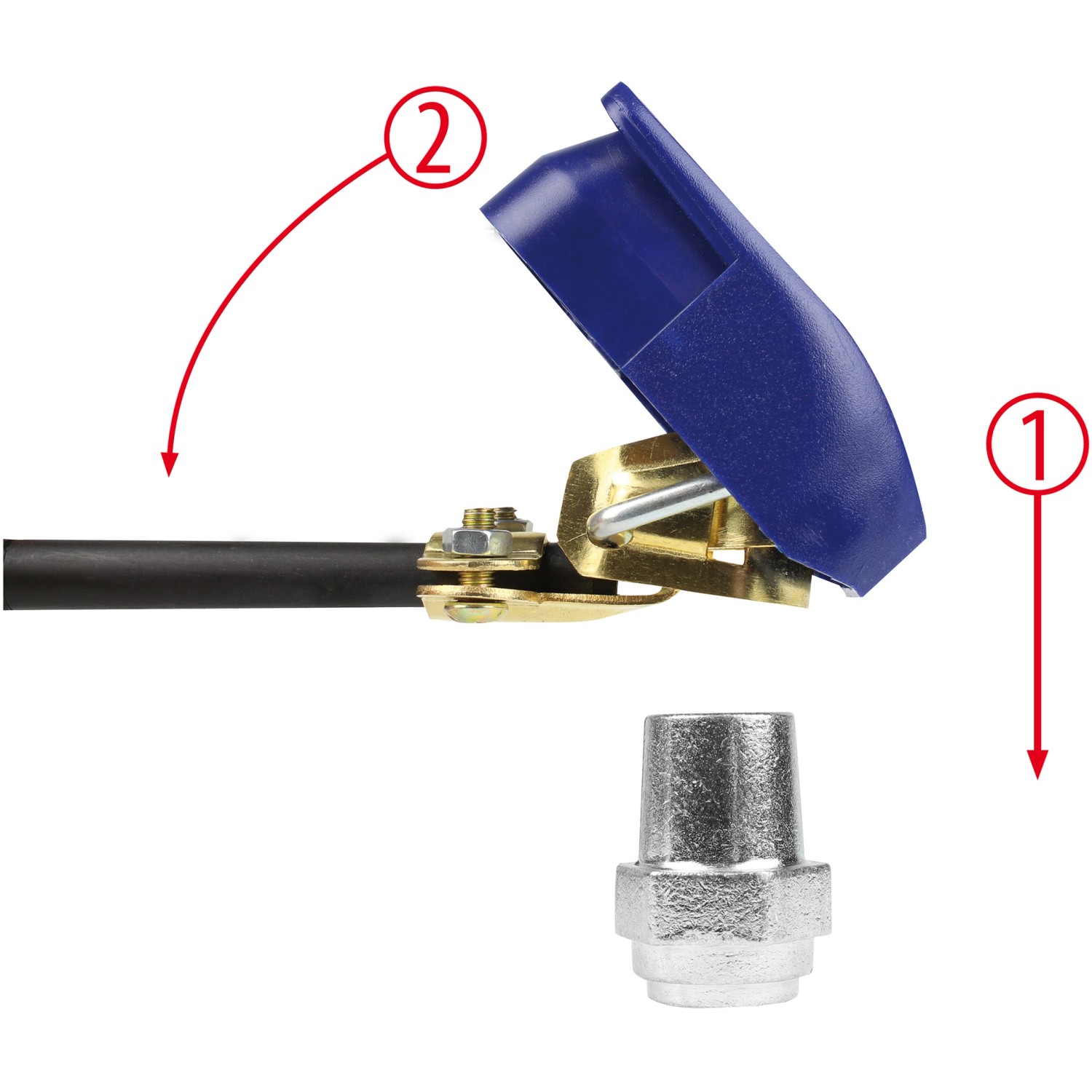 Calima Batterie-Schnellverbinder mit blauer Klappe und Kabel, Zubehör für Autoanhänger.