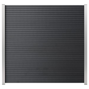 GartenLand WPC Zaun Set Shadowline ca. 180 x 180 cm Sichtschutz Steckzaun Deep Black Ohne Pfosten