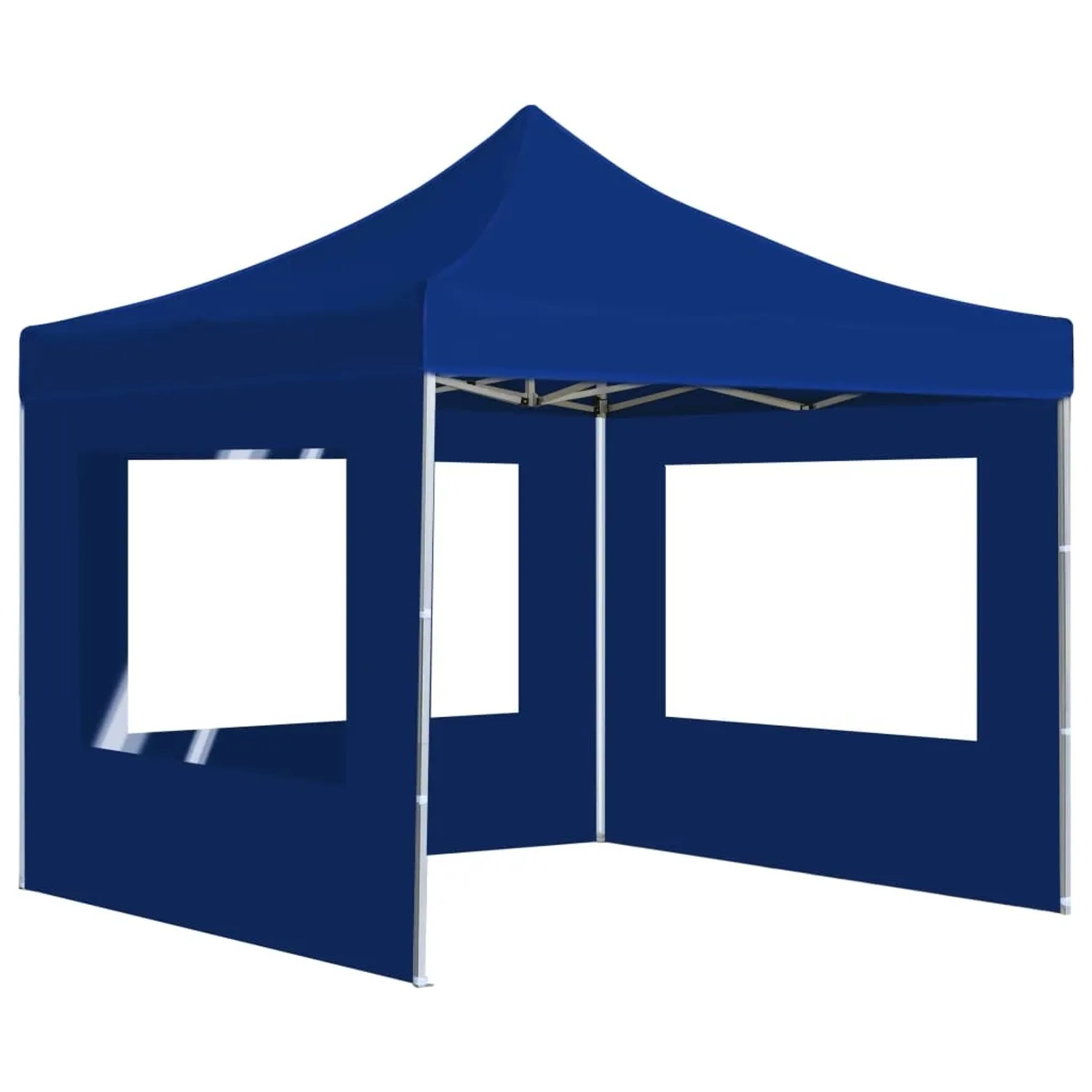 Blaues, faltbares 2x2m Partyzelt mit Wänden und Aluminiumrahmen von vidaXL.