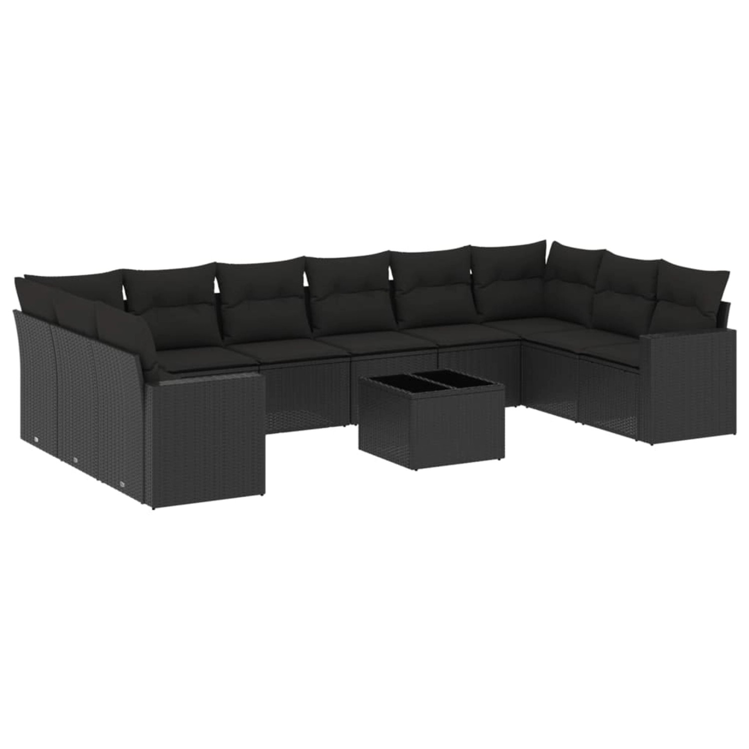 vidaXL 11-Tlg Garten-Sofagarnitur mit Kissen Schwarz Poly Rattan 3219465 günstig online kaufen