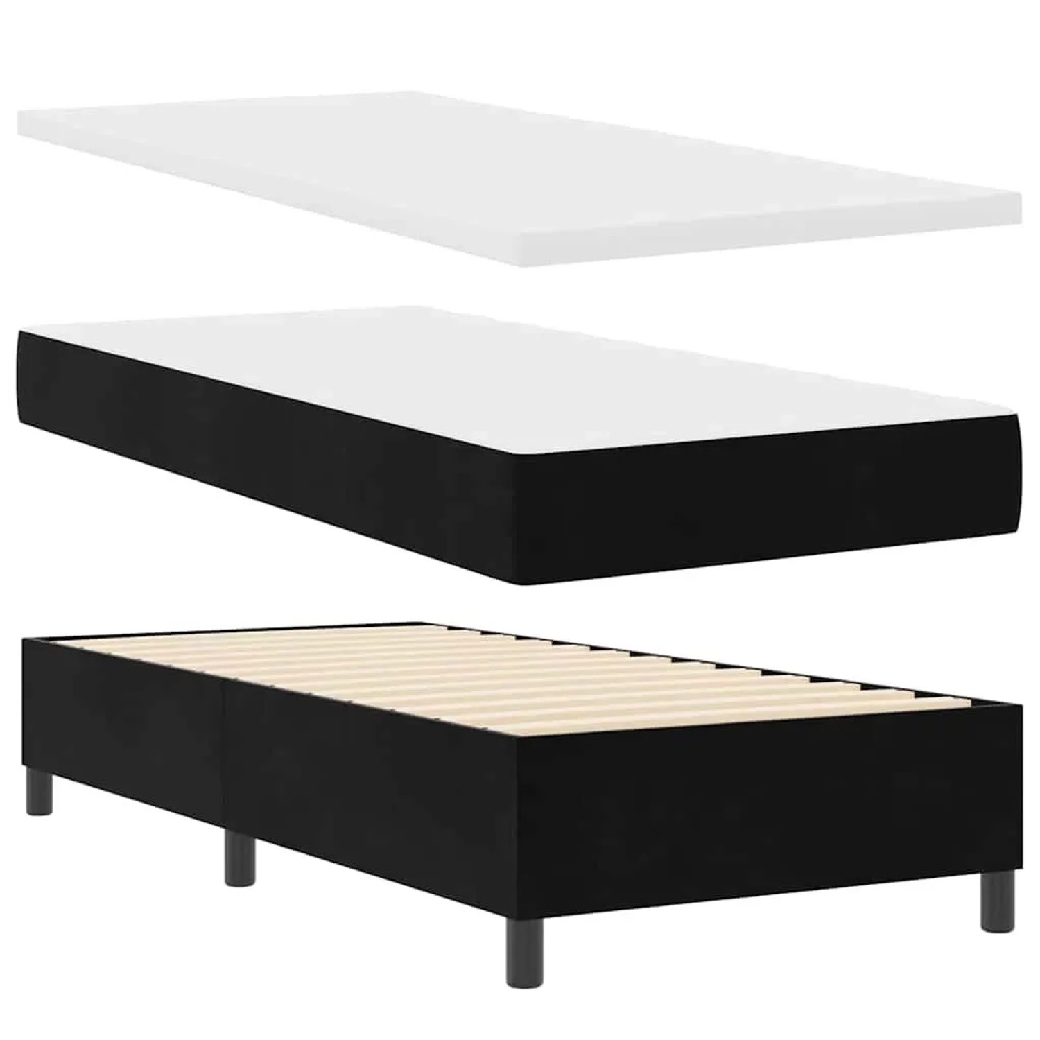 vidaXL Boxspringbett mit Matratze Schwarz 100 x 200 cm Samt 3344428 günstig online kaufen