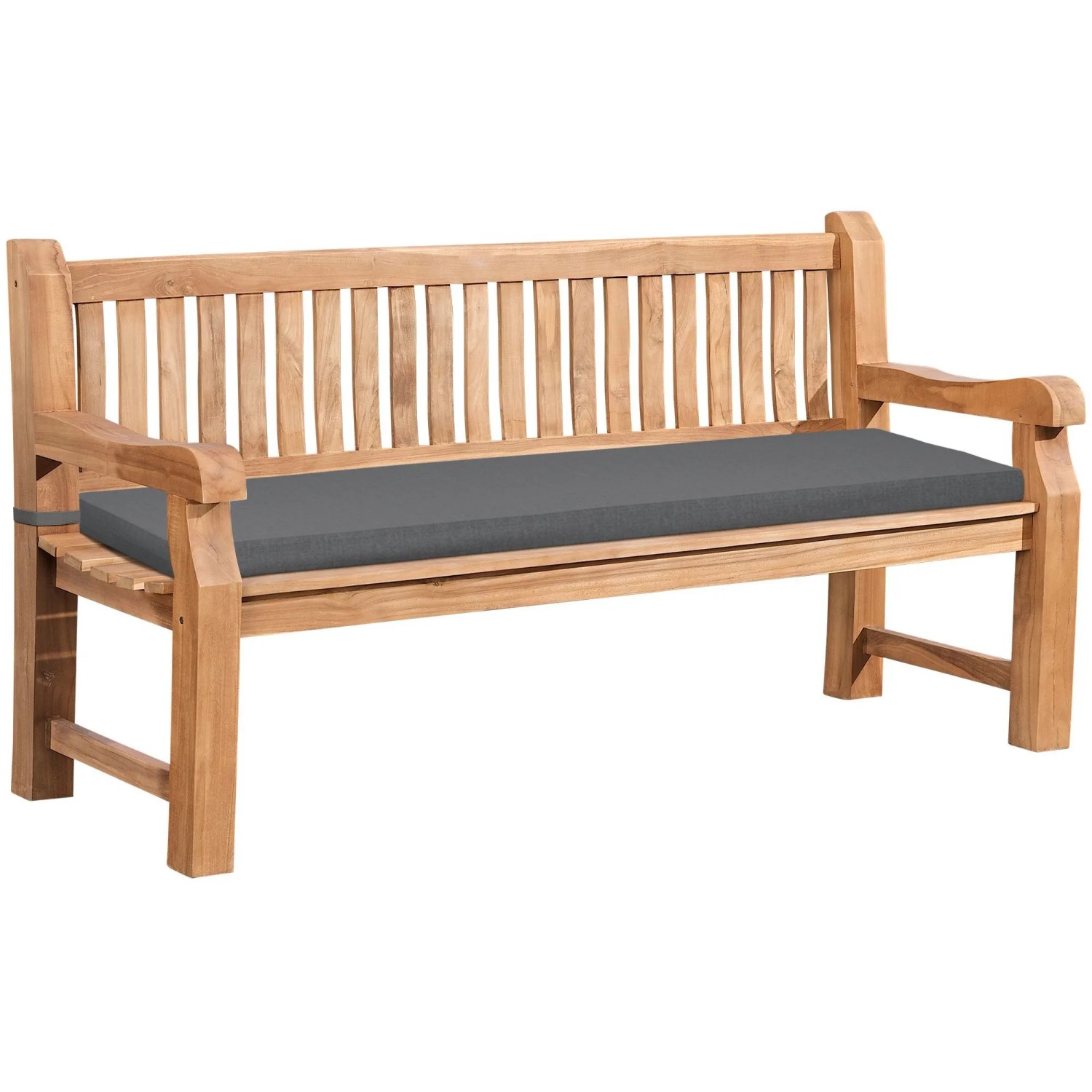 DELUKE Gartenbank Teakbank DABEL Holz Dunkelgrau 180x61x93cm Holzbank 180cm Mit Sitzkissen Bank Mit Lehne Wetterfest Ban...
