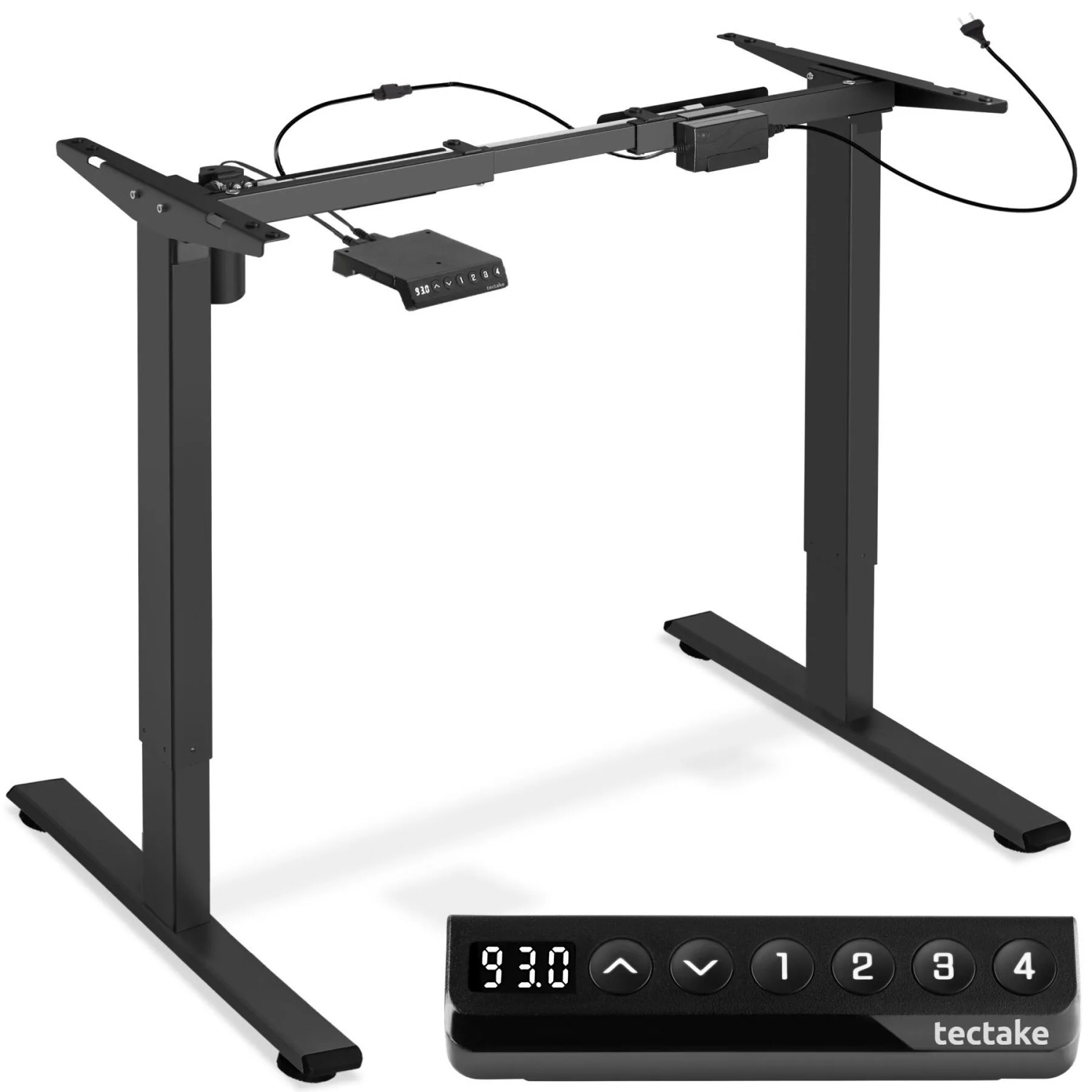 Tectake Tischgestell Piotr Elektrisch Höhenverstellbar 2 Stufig  129 x 65 x 121 cm Schwarz