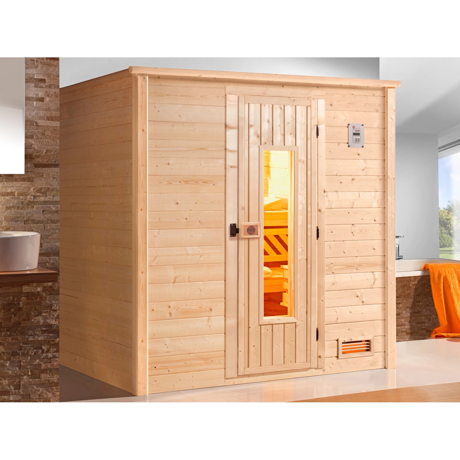 Weka Massivholz-Sauna 530 Gr. 2 mit Holztür ohne Ofen
