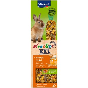 Vitakraft Kräcker XXL für Zwergkaninchen mit Honig und Dinkel, 2 Stück. Nager-Snack für artgerechte Beschäftigung.