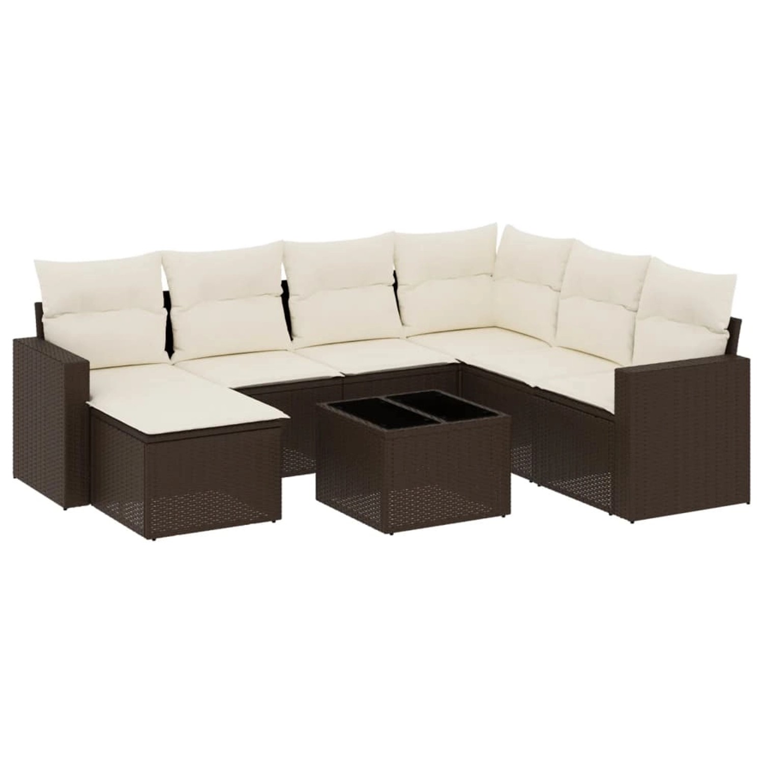 vidaXL 8-Tlg Garten-Sofagarnitur mit Kissen Braun Poly Rattan 3219303 günstig online kaufen