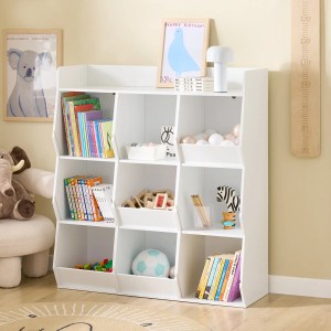 Weißes SoBuy Bücherregal/Kinderregal mit 9 offenen Fächern und Ablage. Ideal zur Aufbewahrung von Spielzeug und Büchern.