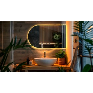 Ovaler Wallfluent LED Spiegel 52x90 cm mit warmweißer 3000K Beleuchtung im Badezimmer. Ideal für Bad, Wohnzimmer, Flur.