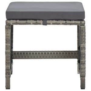 vidaXL Gartenhocker 4er Set, grau, mit Sitzkissen. Rattan Hocker für Garten & Terrasse.