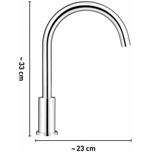 Chromfarbene baliv Küchenarmatur KI-1030, ein Einhebelmischer mit hohem, gebogenem Auslauf.
