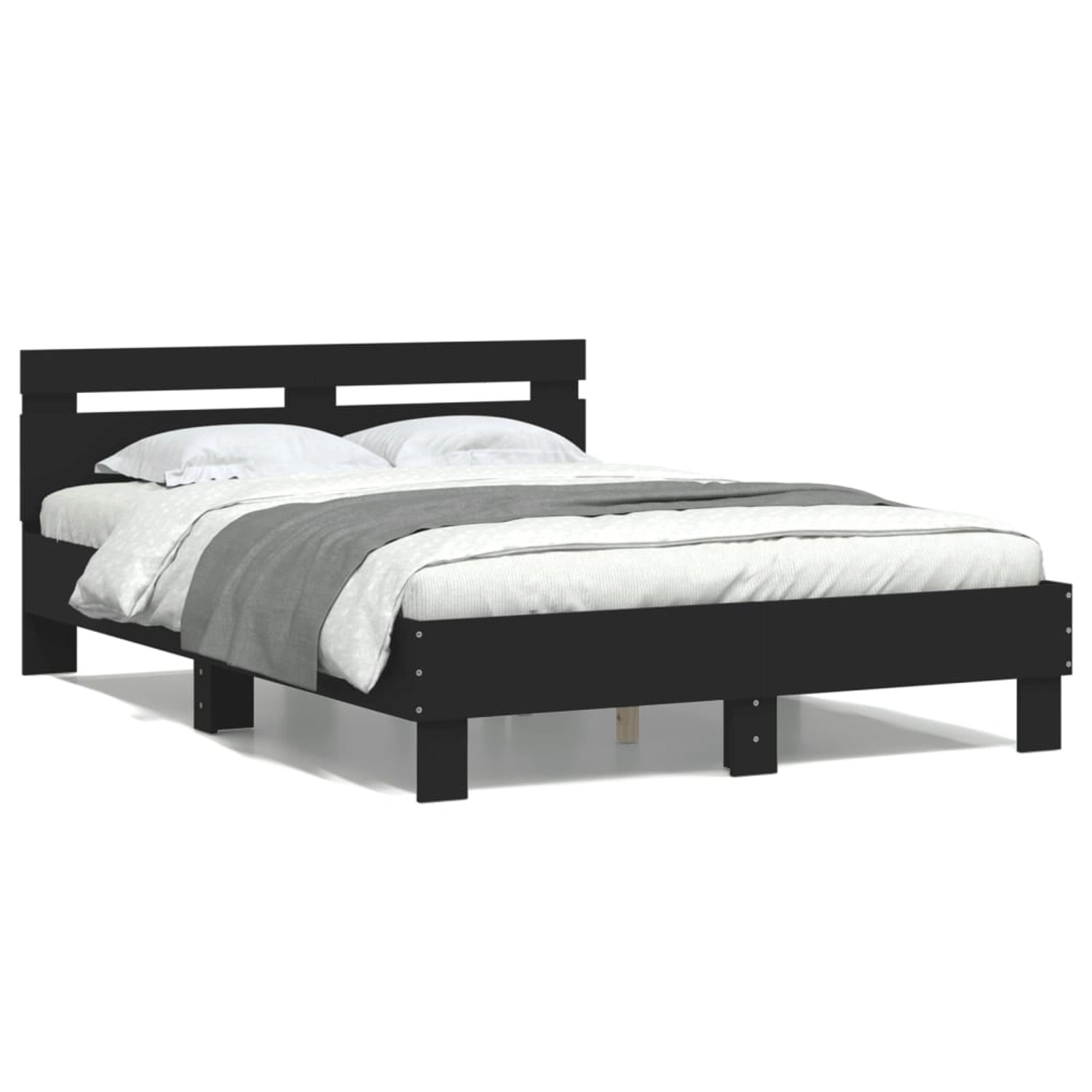 vidaXL Bettgestell mit Kopfteil Schwarz 120x200 cm Holzwerkstoff 3207428 günstig online kaufen