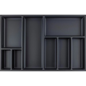 Agoform Besteckeinsatz Sky, schwarz, aus Kunststoff mit Kristall Soft Touch Oberfläche. Schubladeneinsatz für Besteckorganisation.