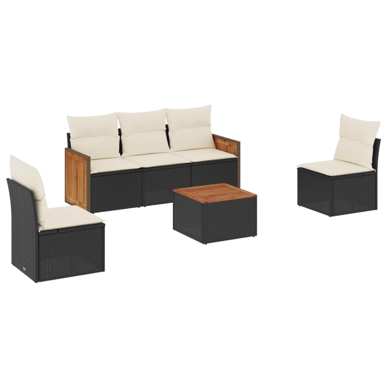 vidaXL 6-Tlg Garten-Sofagarnitur mit Kissen Schwarz Poly Rattan 3227533 günstig online kaufen
