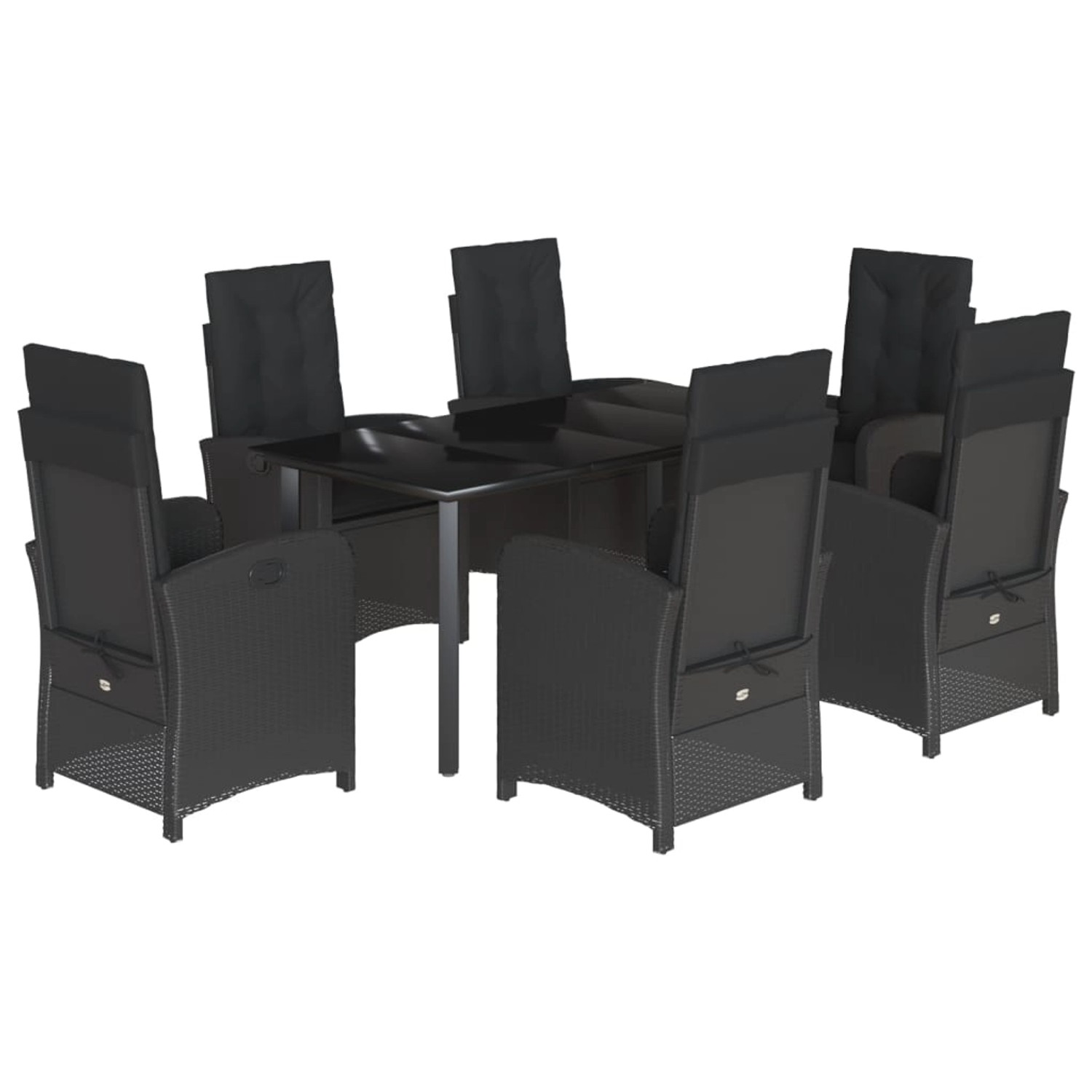 vidaXL 7-Tlg Garten-Essgruppe mit Kissen Schwarz Poly Rattan 3212325 günstig online kaufen