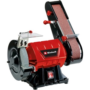 Einhell TC-US 350 Stand-Bandschleifer: Kombischleifer mit Schleifband und Schleifscheibe für Holzbearbeitung.