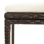 Detailaufnahme Barhocker des vidaXL Gartenbar-Sets, braunes Rattan mit cremefarbenem Kissen.