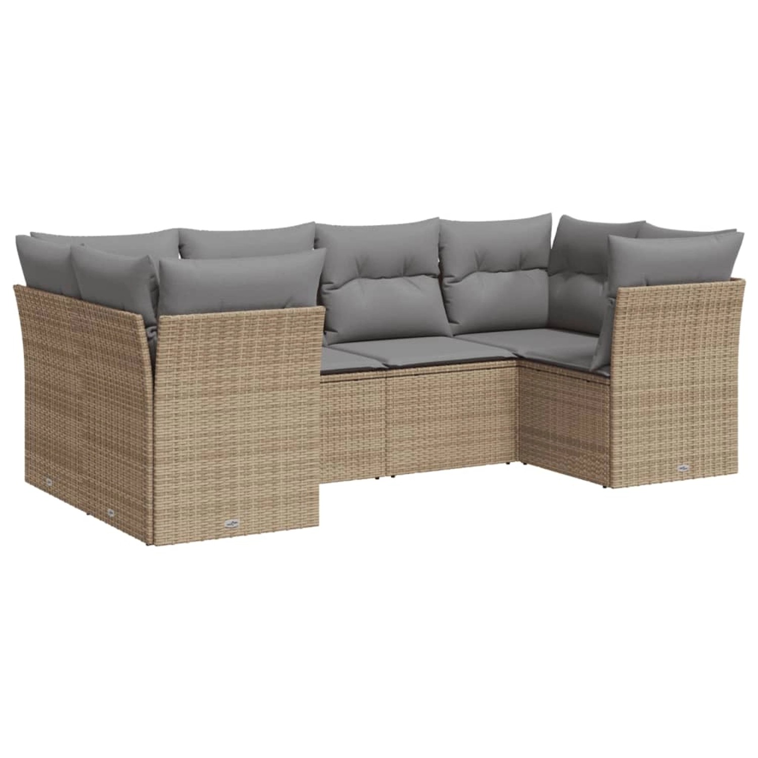 vidaXL 6-tlg Garten-Sofagarnitur mit Kissen Beige Poly Rattan Modell 37