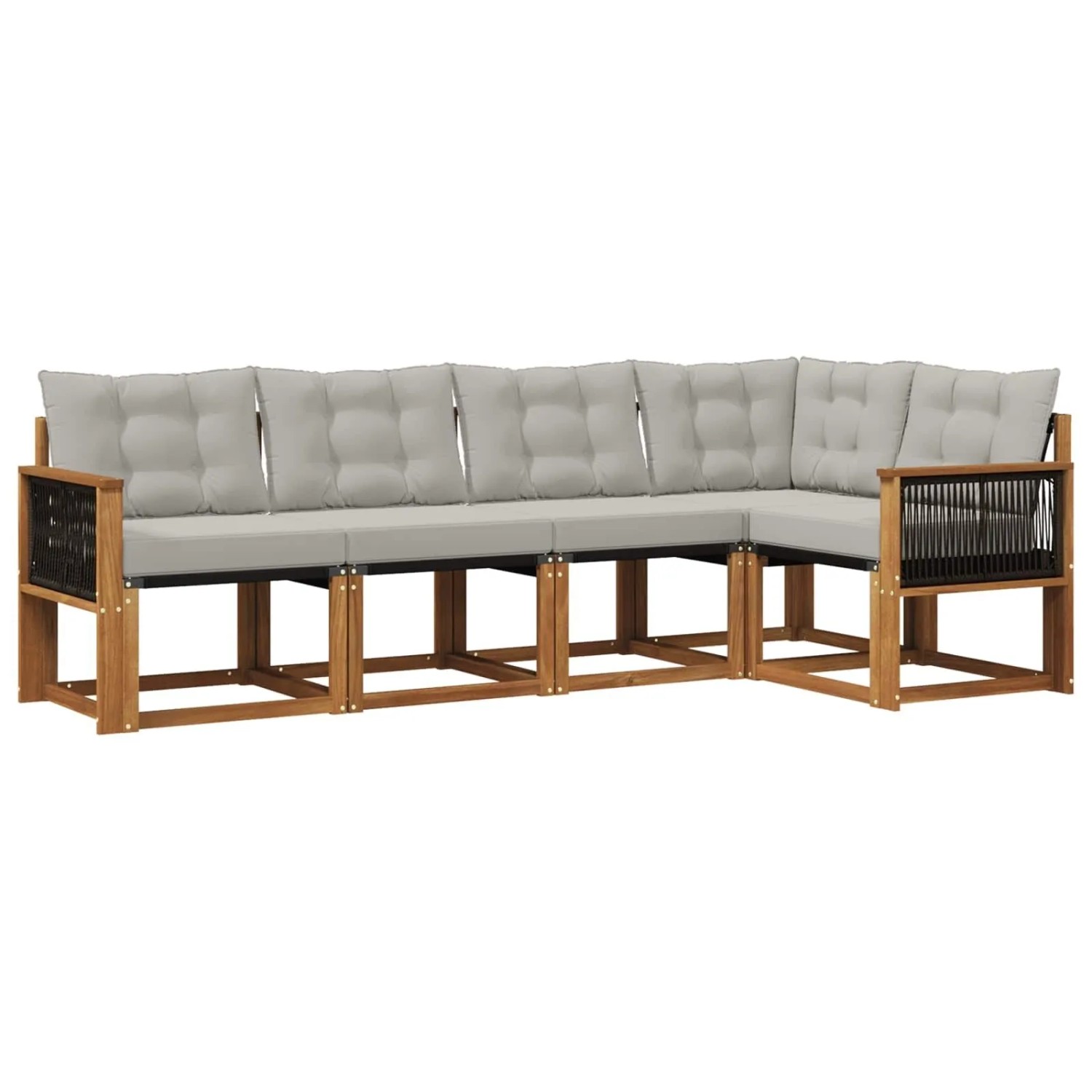 vidaXL Outdoor-Sofagarnitur mit Kissen 5 Stk Natur und Hellgrau 3381951