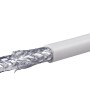 Schwaiger Koaxialkabel, 115 dB, 50 m, mit geöffneter Ummantelung zur Ansicht der Abschirmung.
